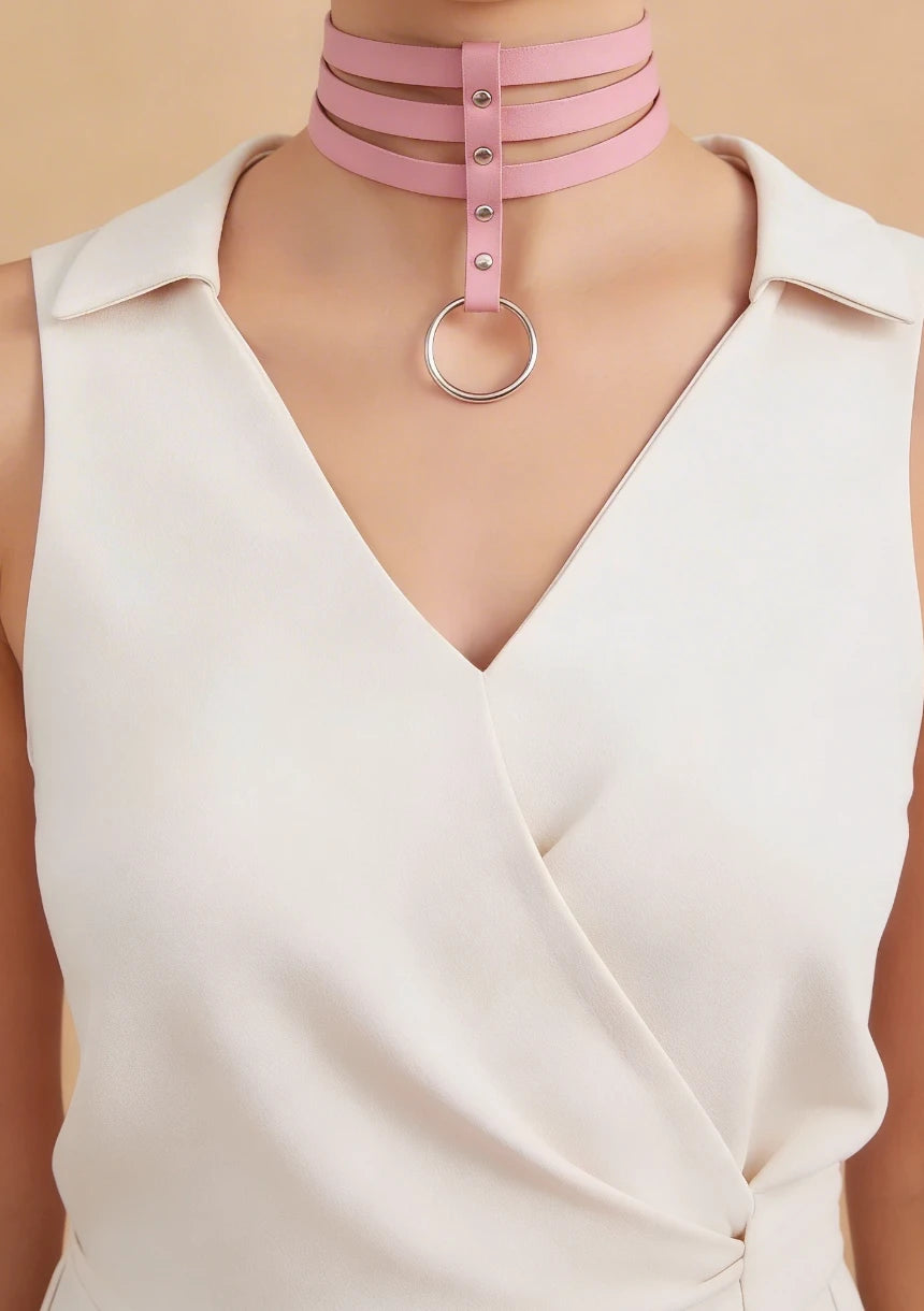 Choker harness z centralnym pierścieniem