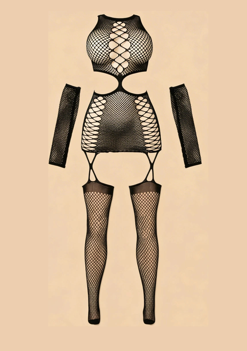 Bodystocking z rękawiczkami