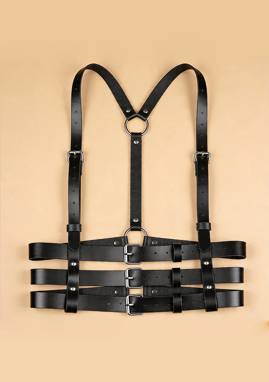 Harness z potrójnymi paskami w talii