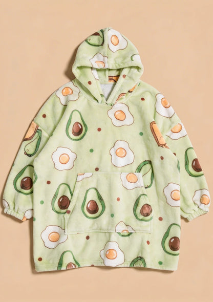 Puchata kocobluza oversize z kapturem i kieszonką