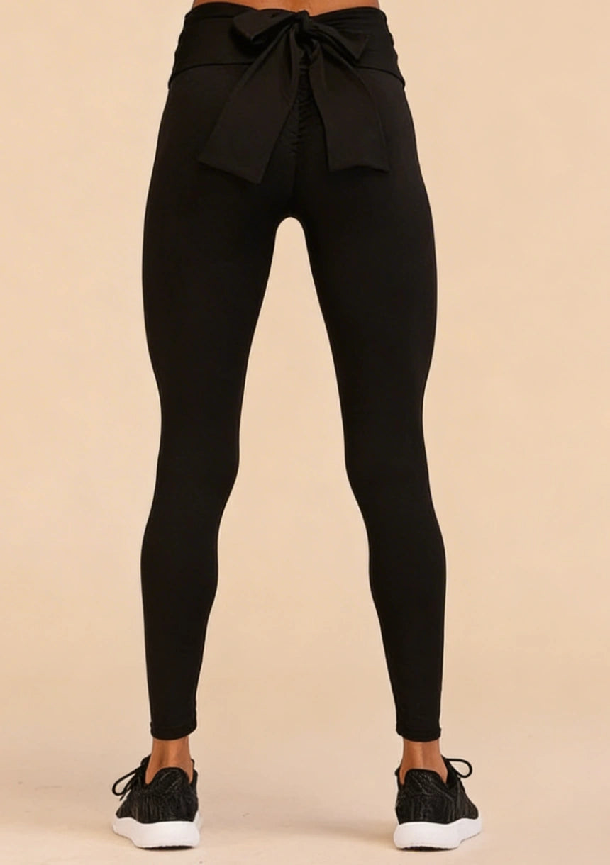 Legginsy sportowe z ozdobną kokardą z tyłu