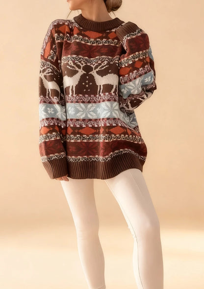Mięsisty sweter z motywem zimowym