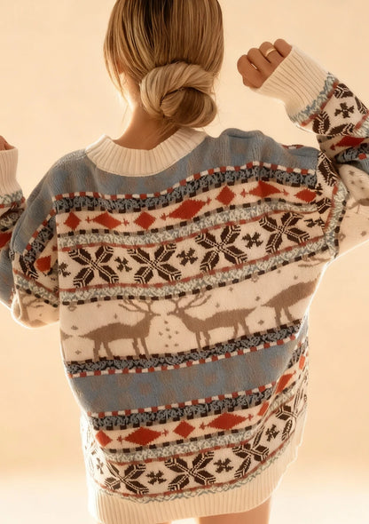 Mięsisty sweter z motywem zimowym
