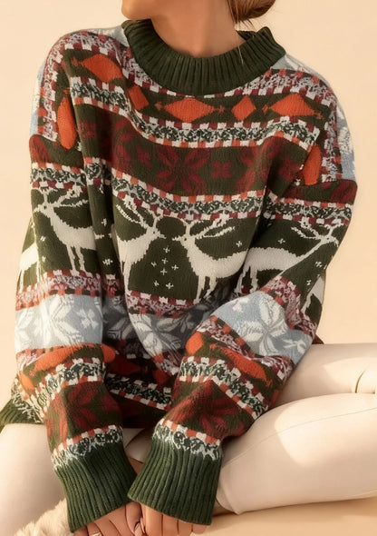 Mięsisty sweter z motywem zimowym