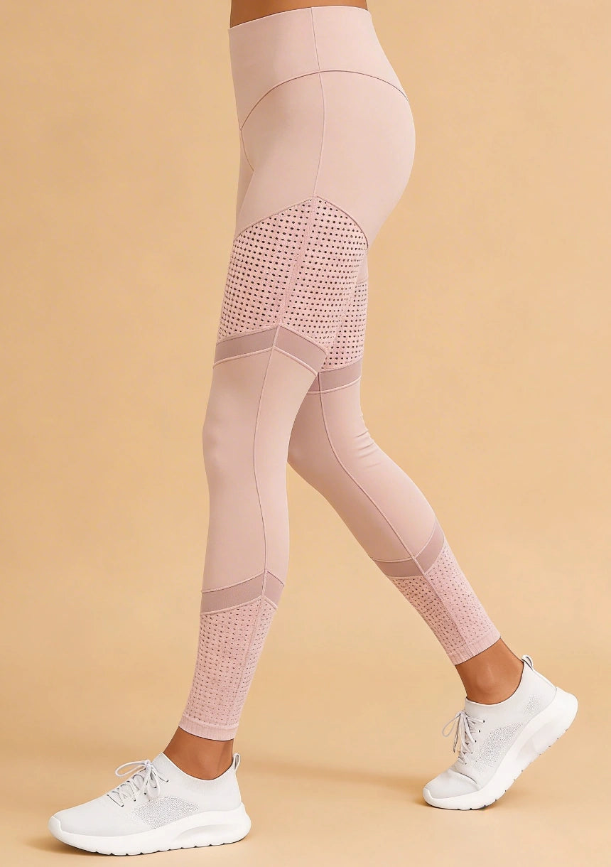 Legginsy sportowe z ażurowymi wstawkami