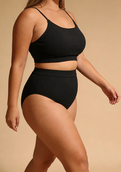Dwuczęściowy strój kąpielowy plus size z majtkami z wysokim stanem