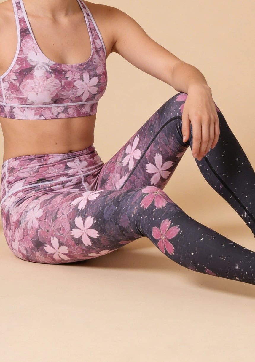Legginsy sportowe kwiatowy wzór