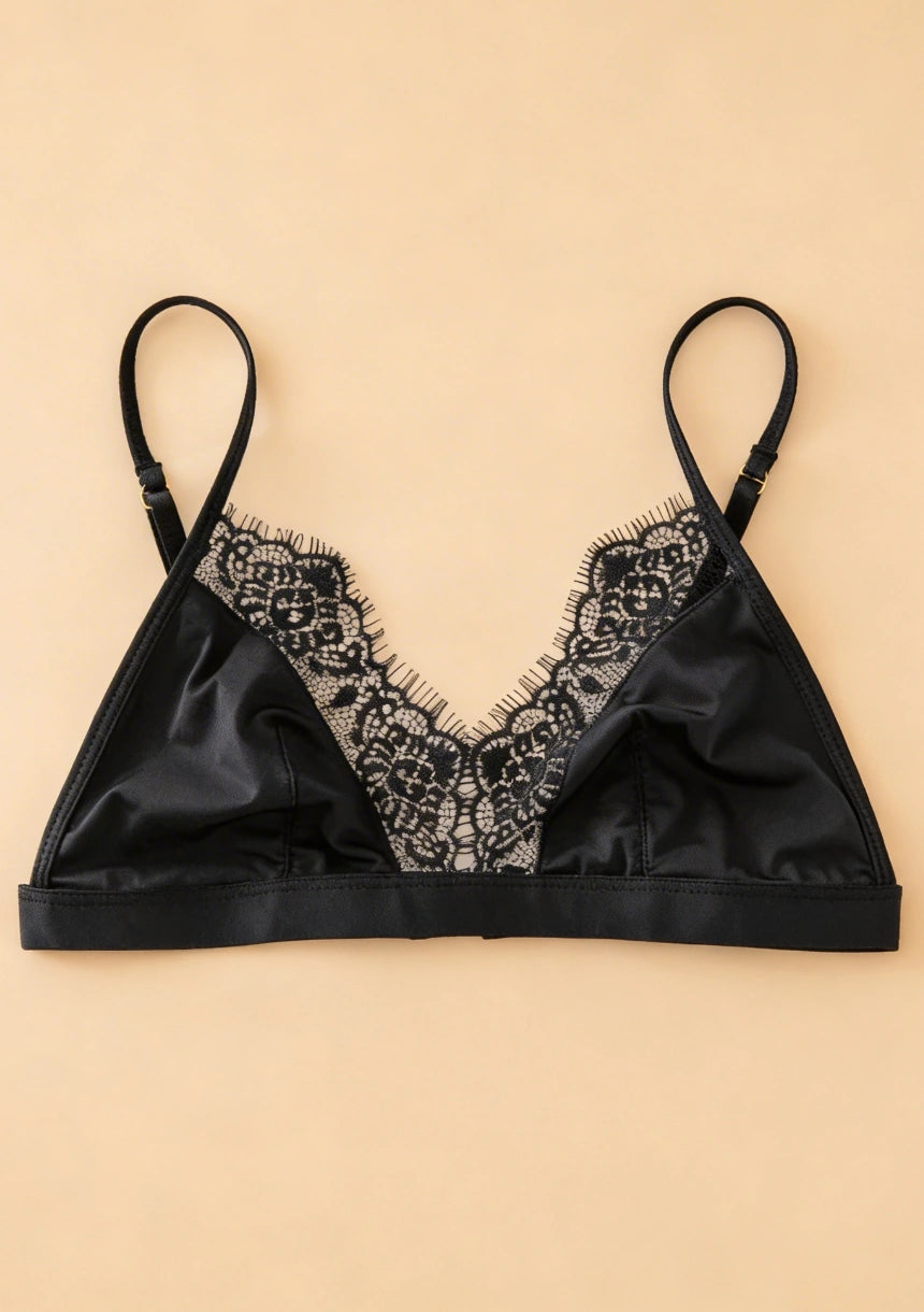 Biustonosz koronkowy bralette z satyny