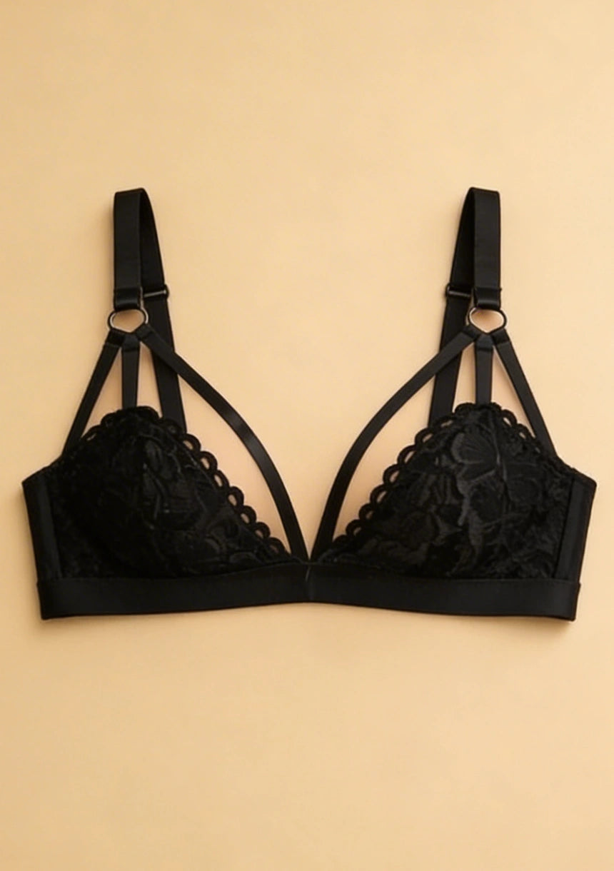 Biustonosz koronkowy bralette prześwitujący