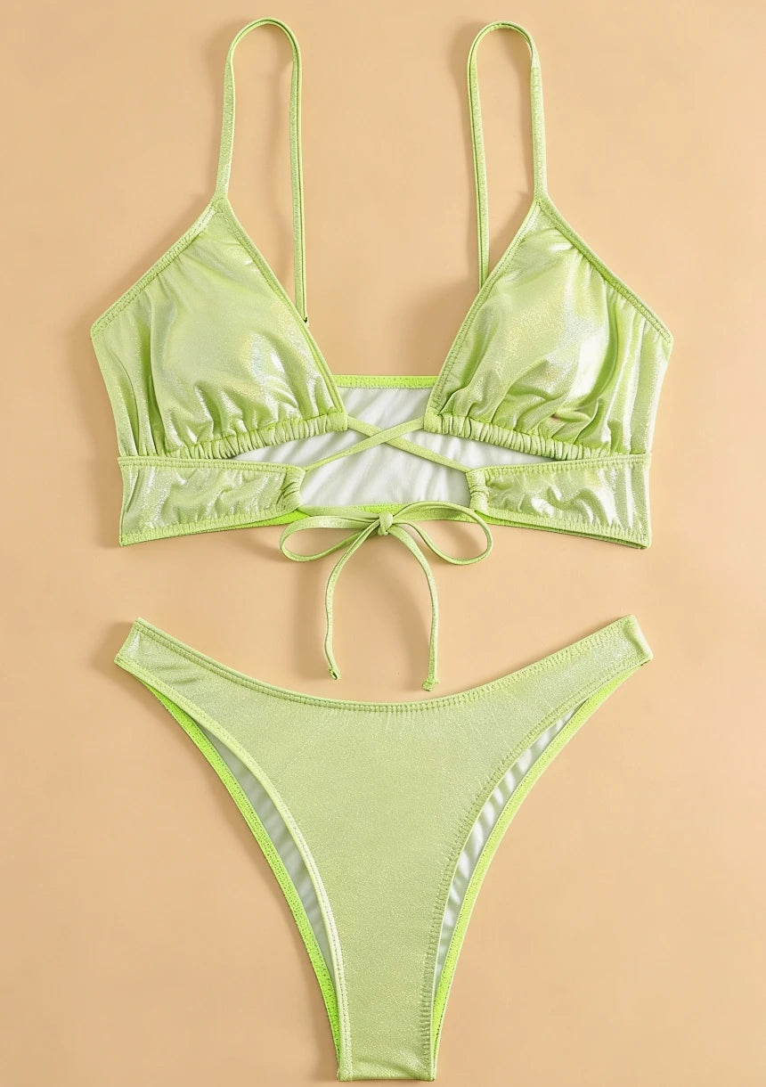 Komplet bikini z wiązaniem w talii