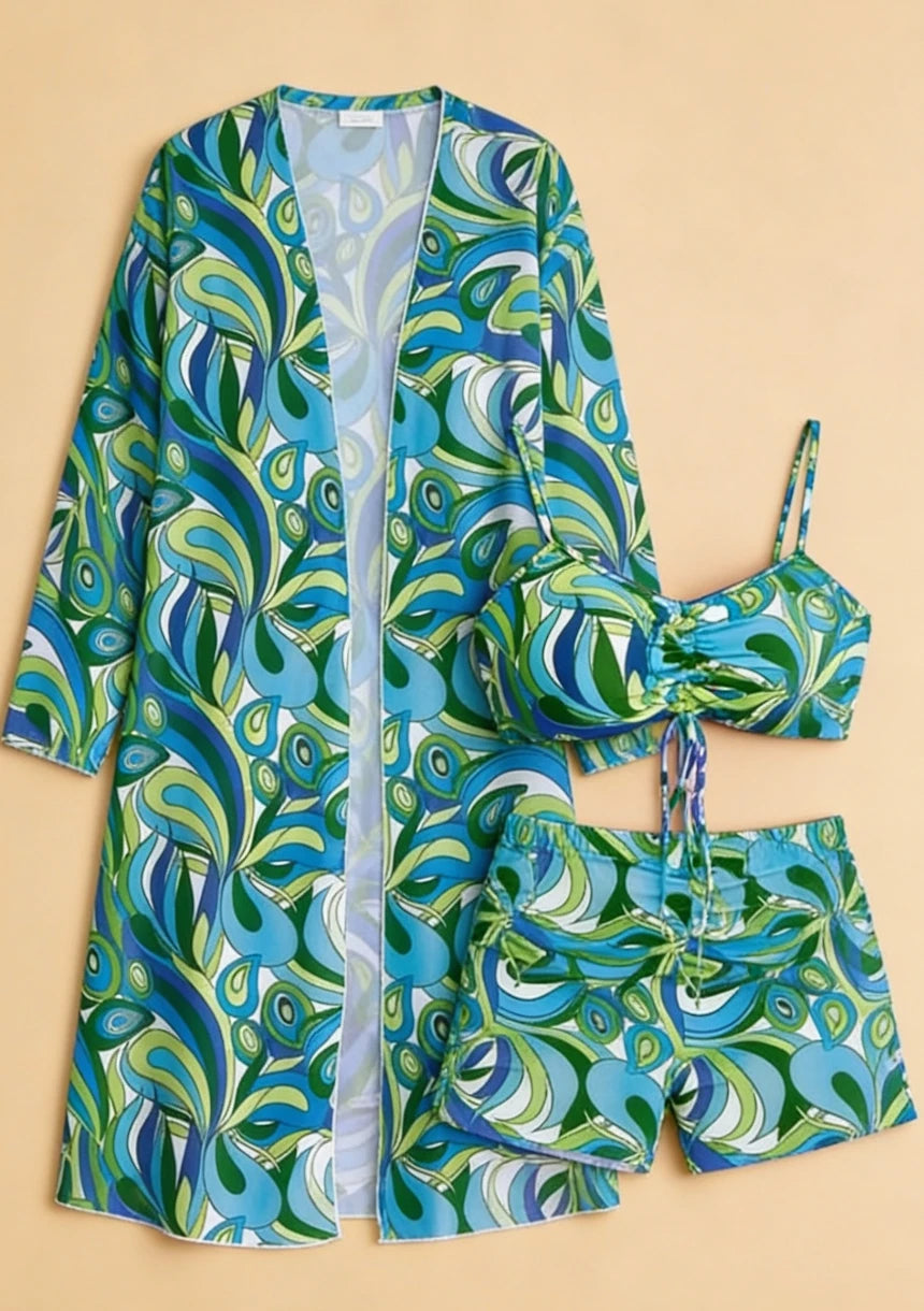 Dwuczęściowy strój kąpielowy plus size z narzutką