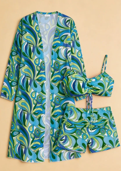 Dwuczęściowy strój kąpielowy plus size z narzutką