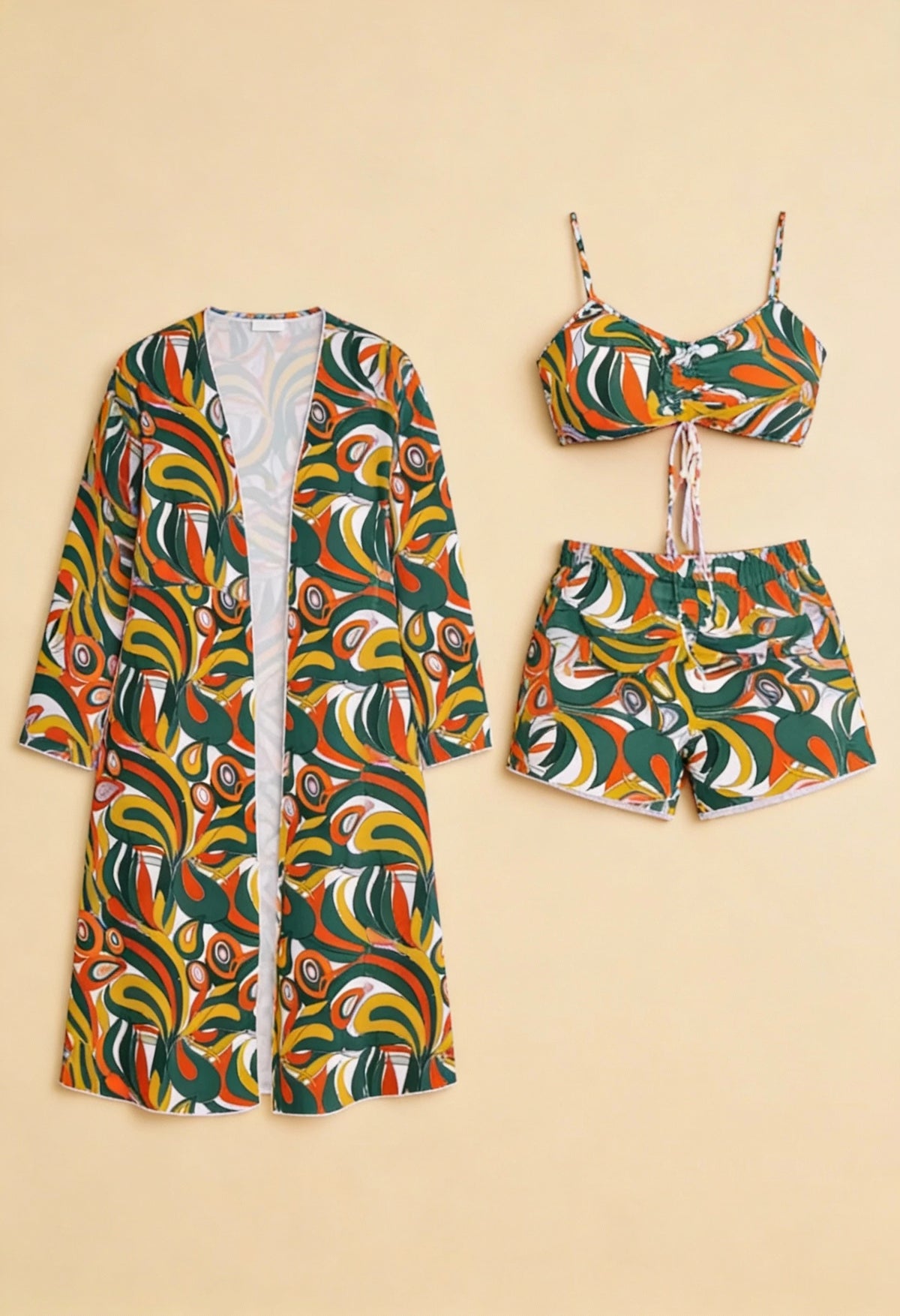 Dwuczęściowy strój kąpielowy plus size z narzutką