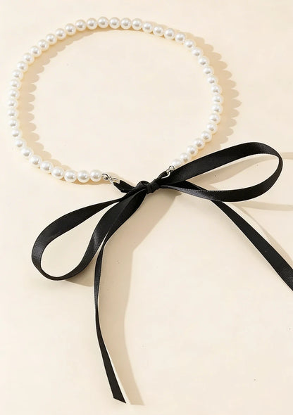Choker perełkowy z regulowanym rozmiarem
