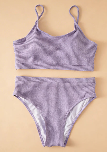 Dwuczęściowy strój kąpielowy plus size z majtkami z wysokim stanem