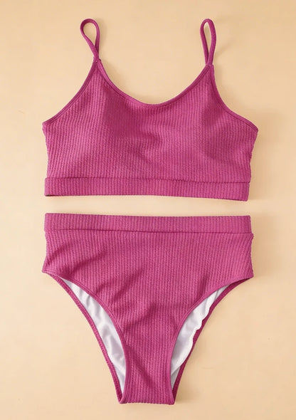 Dwuczęściowy strój kąpielowy plus size z majtkami z wysokim stanem