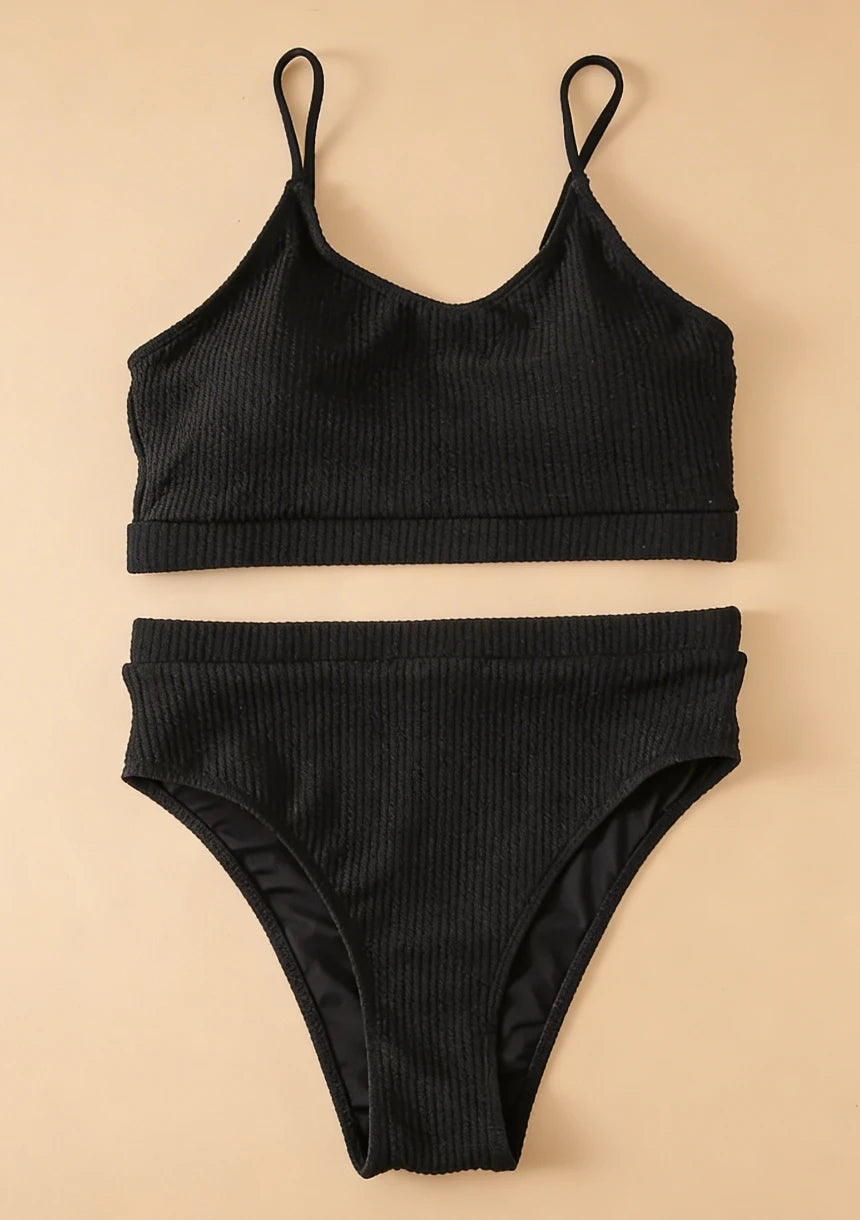 Dwuczęściowy strój kąpielowy plus size z majtkami z wysokim stanem