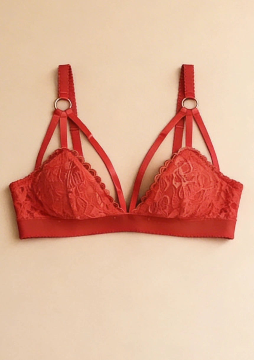 Biustonosz koronkowy bralette prześwitujący
