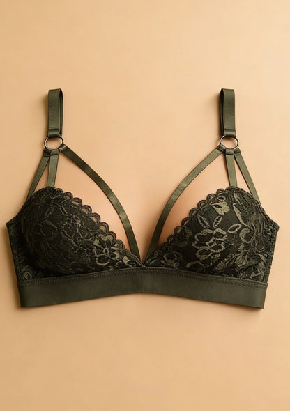 Biustonosz koronkowy bralette prześwitujący