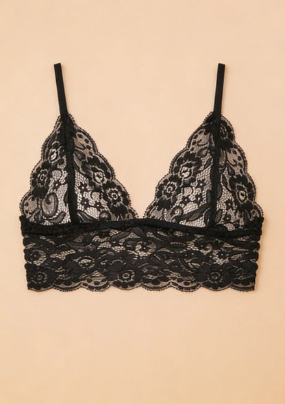 Biustonosz koronkowy bralette prześwitujący