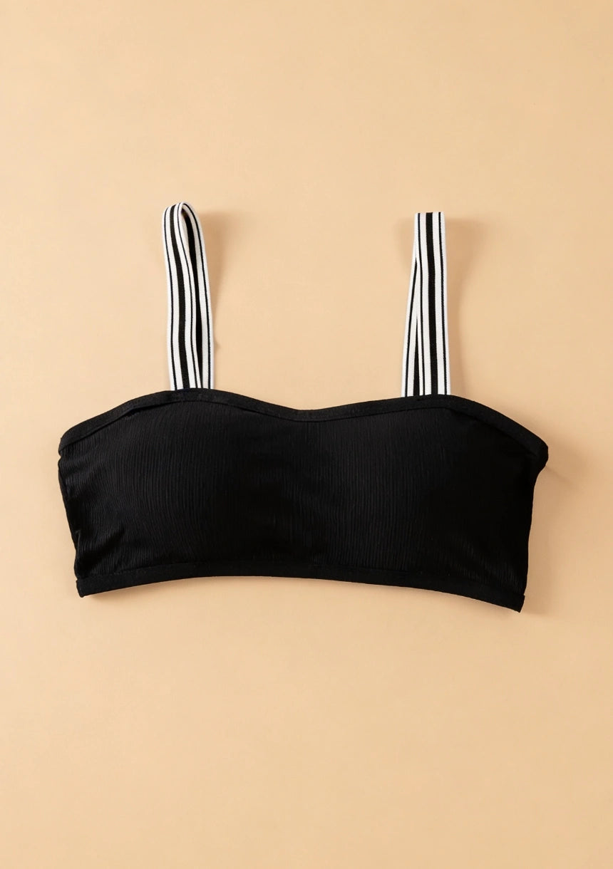 Biustonosz bandeau na wąskich ramiączkach