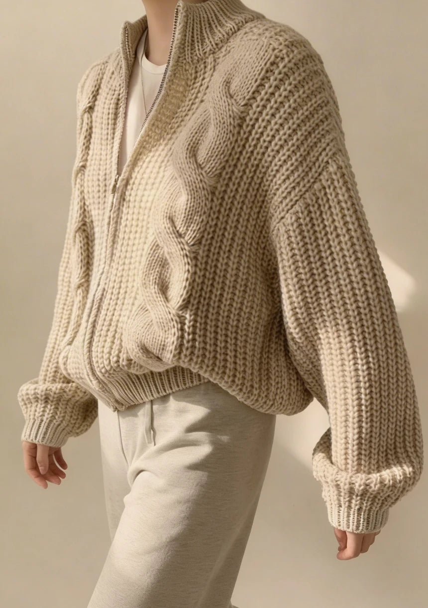 Sweterkowa bluza oversize rozpinana