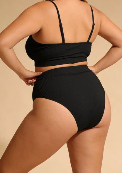 Dwuczęściowy strój kąpielowy plus size z majtkami z wysokim stanem