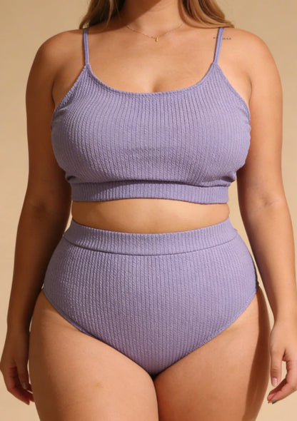 Dwuczęściowy strój kąpielowy plus size z majtkami z wysokim stanem