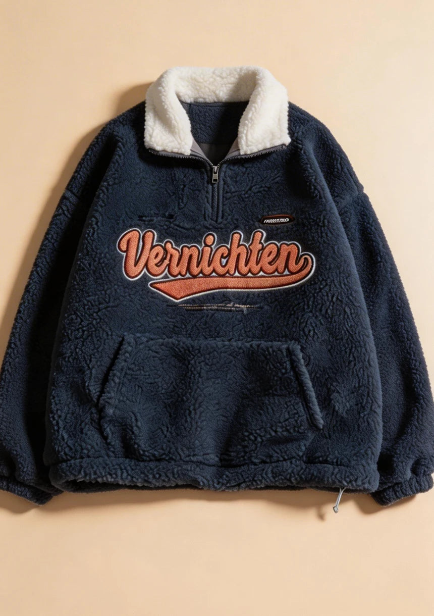 Puchata bluza oversize z wysoką stójką