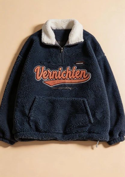 Puchata bluza oversize z wysoką stójką