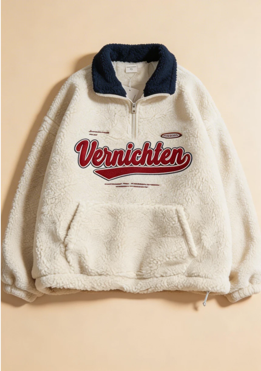 Puchata bluza oversize z wysoką stójką