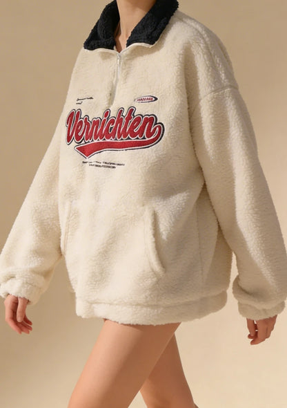 Puchata bluza oversize z wysoką stójką