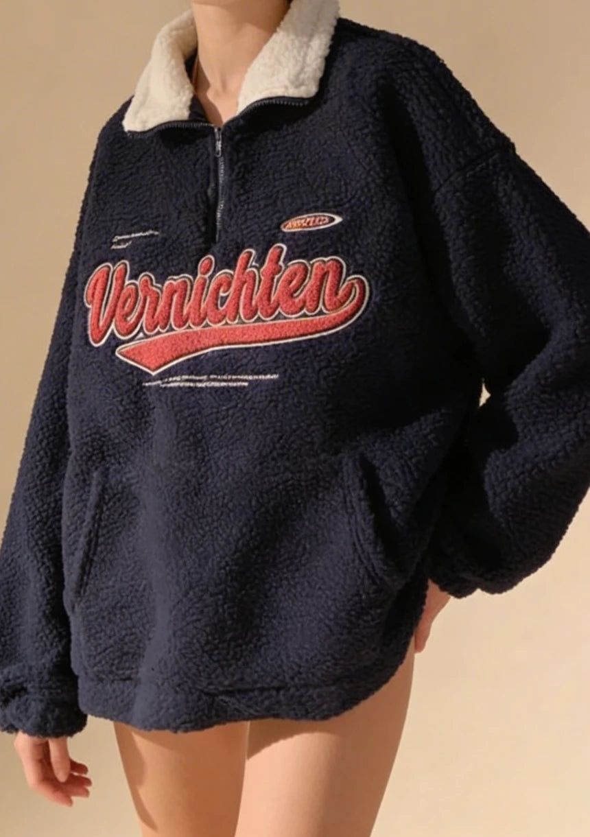 Puchata bluza oversize z wysoką stójką
