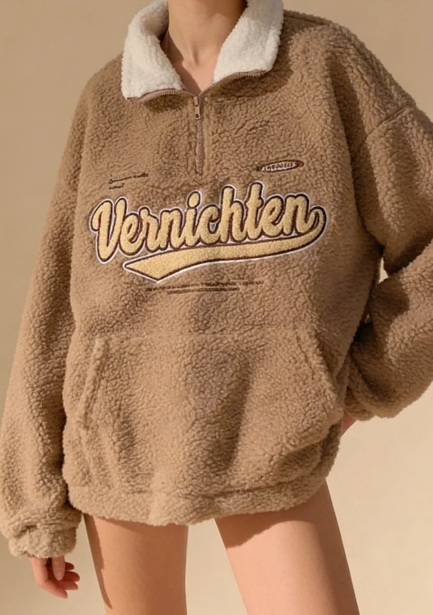 Puchata bluza oversize z wysoką stójką