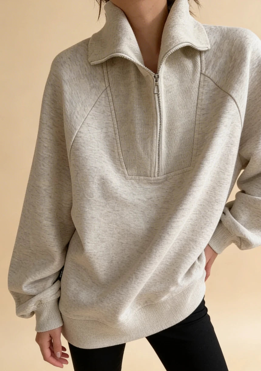 Luźna bluza oversize z zapięciem na zamek