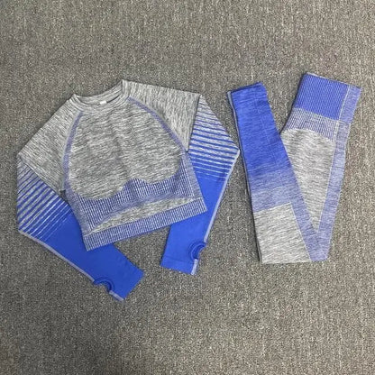 Granatowy Komplet sportowy legginsy z wysokim stanem