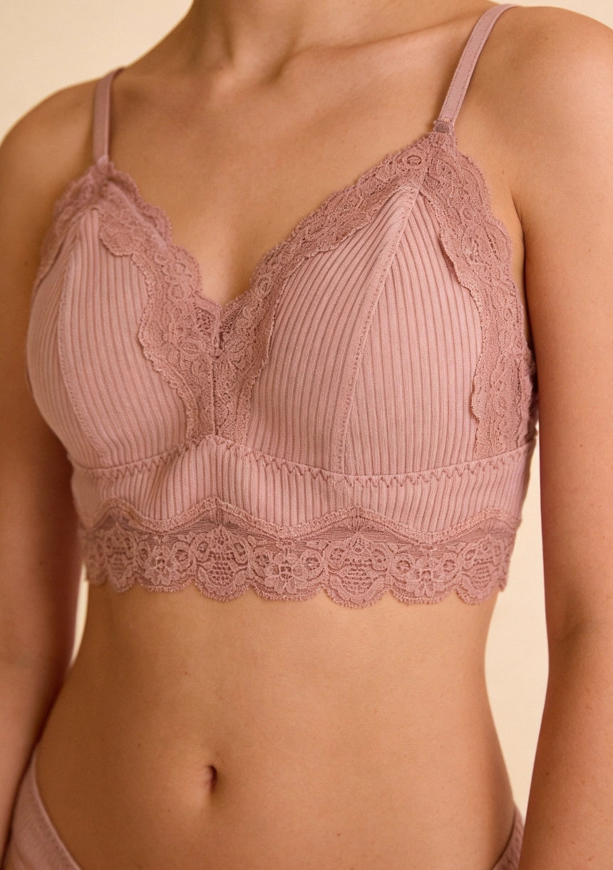 Biustonosz bralette prążkowany materiał