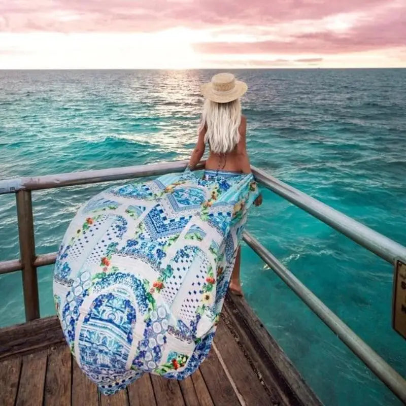Niebieski Kimono plażowe luźne