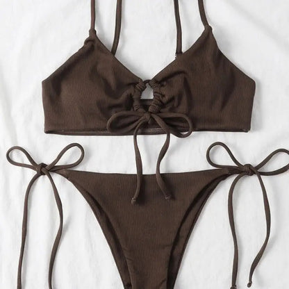  Strój kąpielowy dwuczęściowy bikini z wiązaniem z przodu